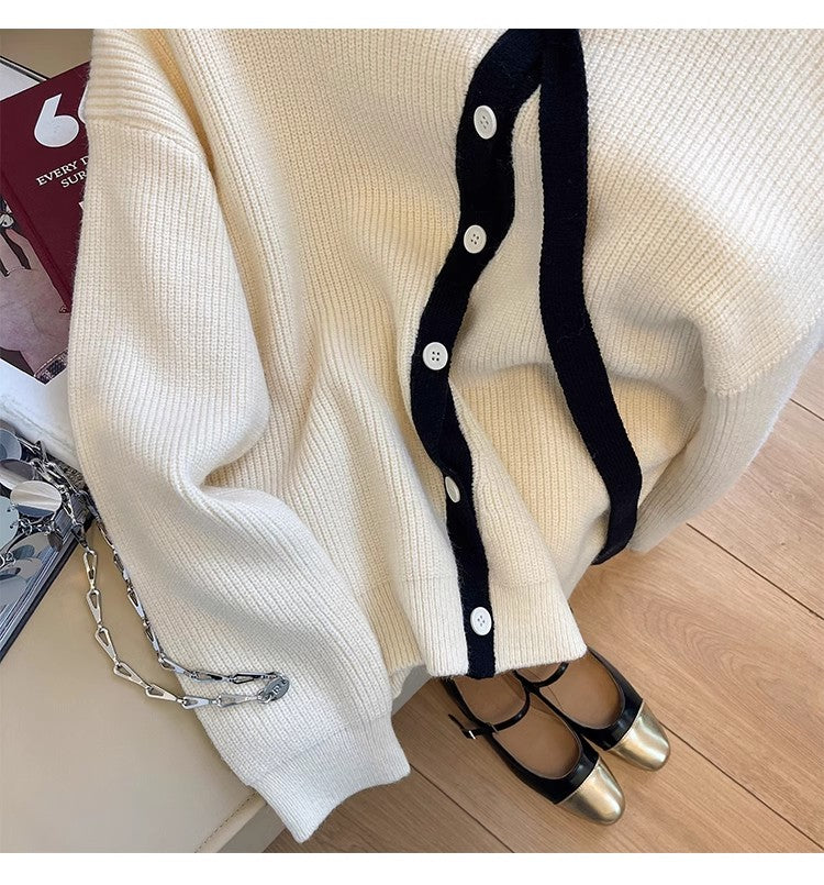 Long-sleeved knitted cardigan women's new soft design sweater jacket S4872