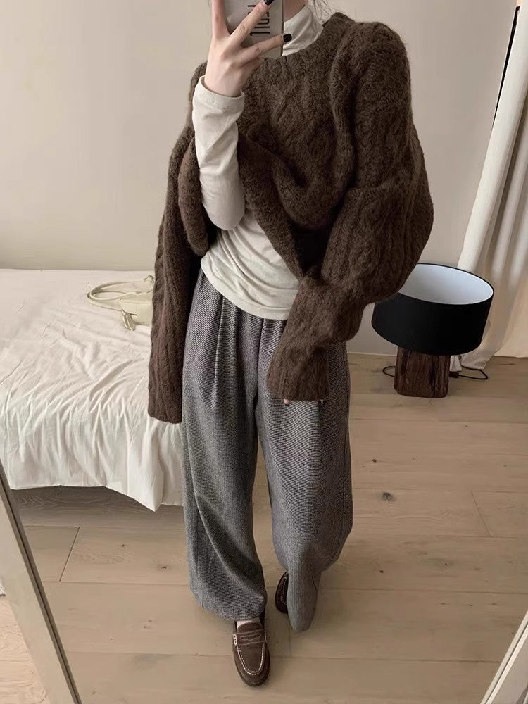 round neck thick outer sweater for women S5057