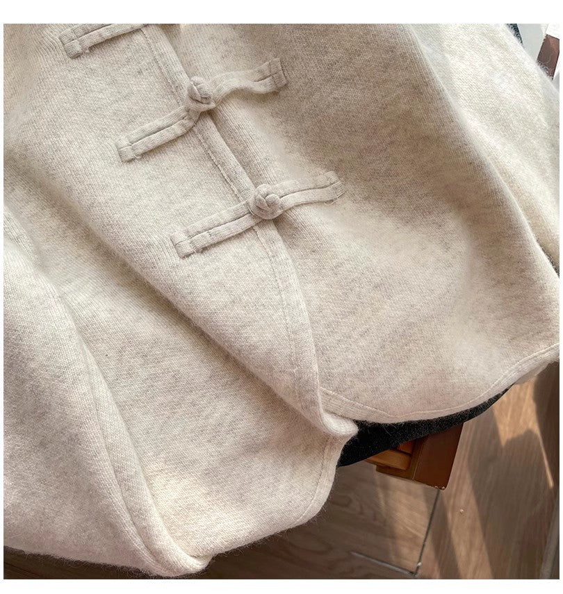 New Chinese style sweater jacket for women new style long-sleeved knitted cardigan S4895