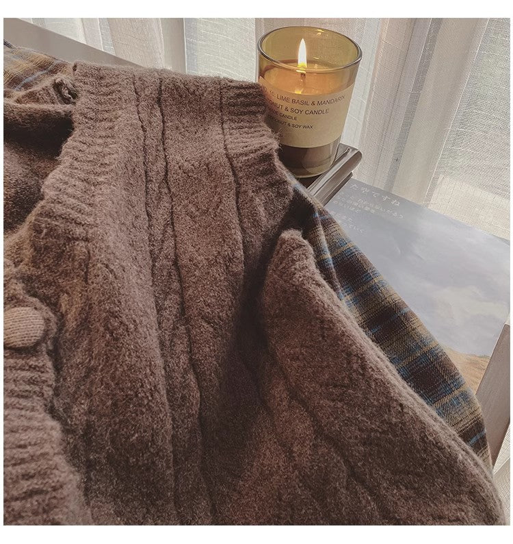 Sweater Vest Women's Outerwear Retro Loose V-neck Knitted Vest Chic Top S5008