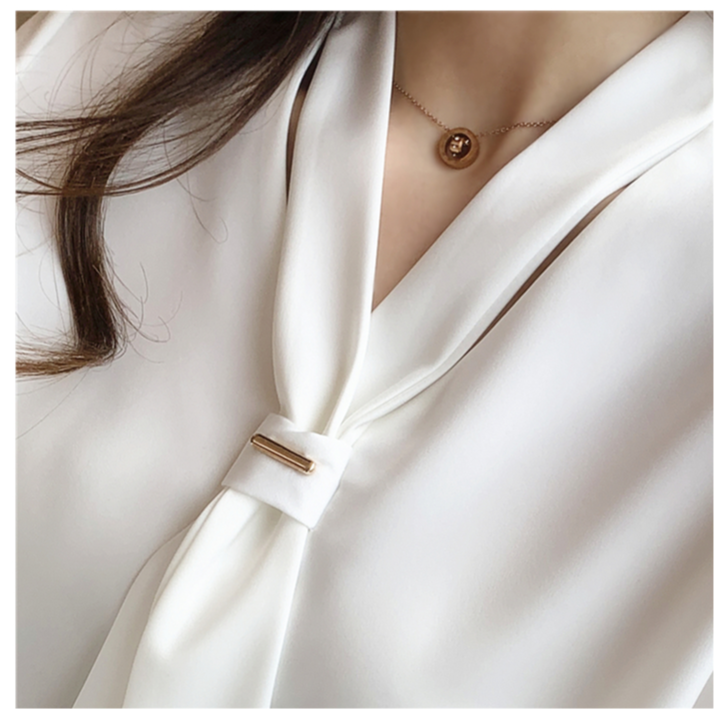 Long Sleeve White Blouse V-neck Women Tops Blouse S2830