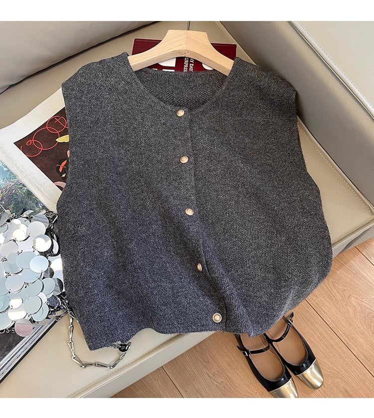 Solid color soft knitted vest for women fashion top S5005