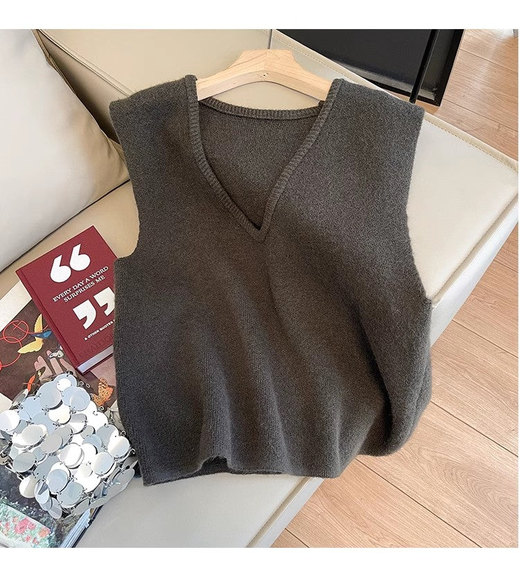 Solid Color Knitted Vest Women's New Sweater Vest S5014