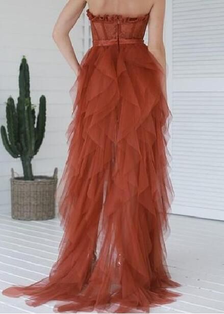 Asymmetrical Sweetheart Lace and Tulle Long Prom Dresses Formal Evening Dresses S3327