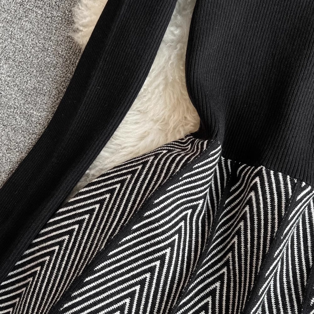 mid-length a-line knitted dress S3903