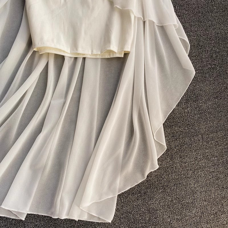 irregular tube top suspender dress with chic design S4264