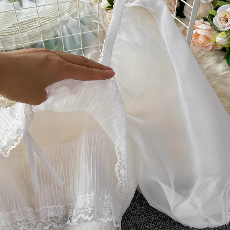 New Vacation White Square Neck Cake Dress S4046