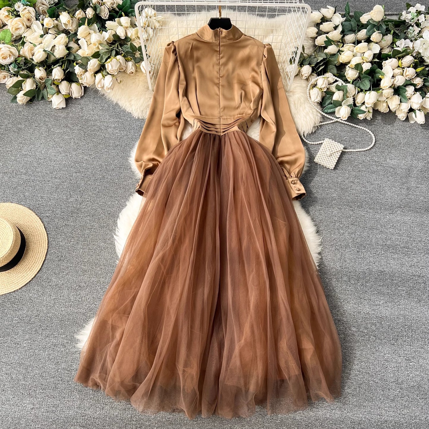 lantern sleeves dress for women puffy skirt dress S4572