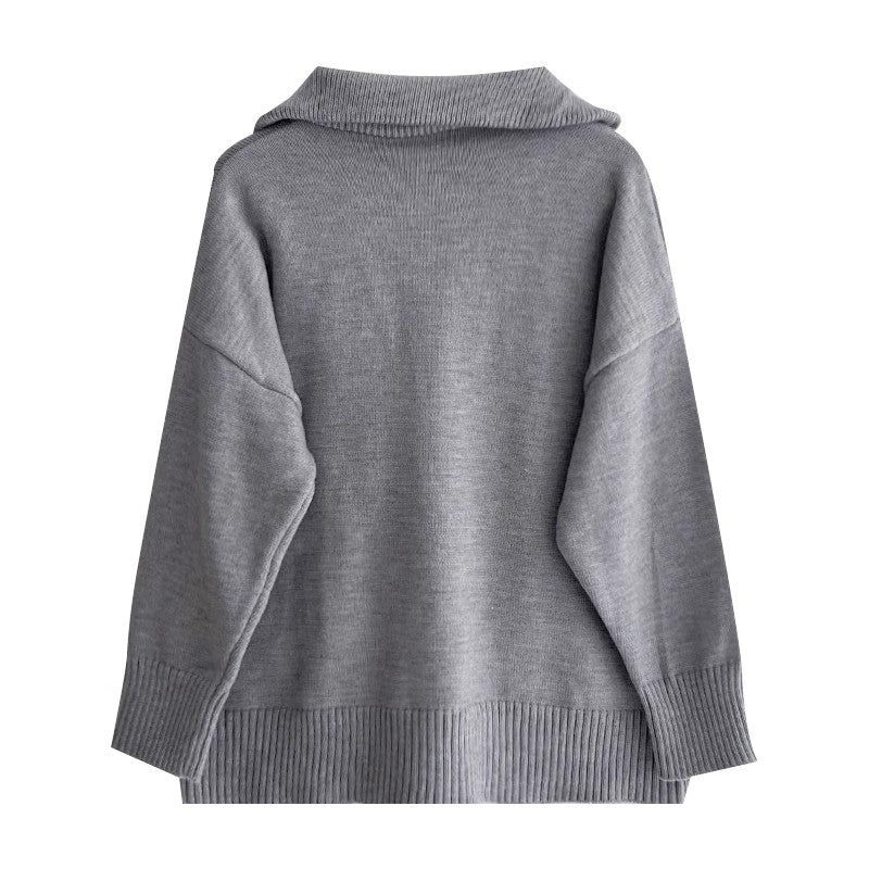 double zipper knitted cardigan long-sleeved sweater jacket S4764