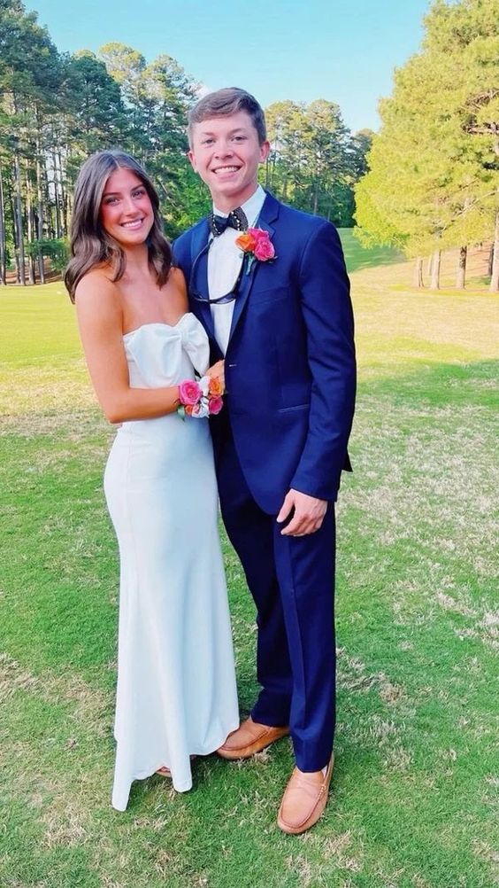 Simple Mermaid Strapless Long Prom Dresses S4154