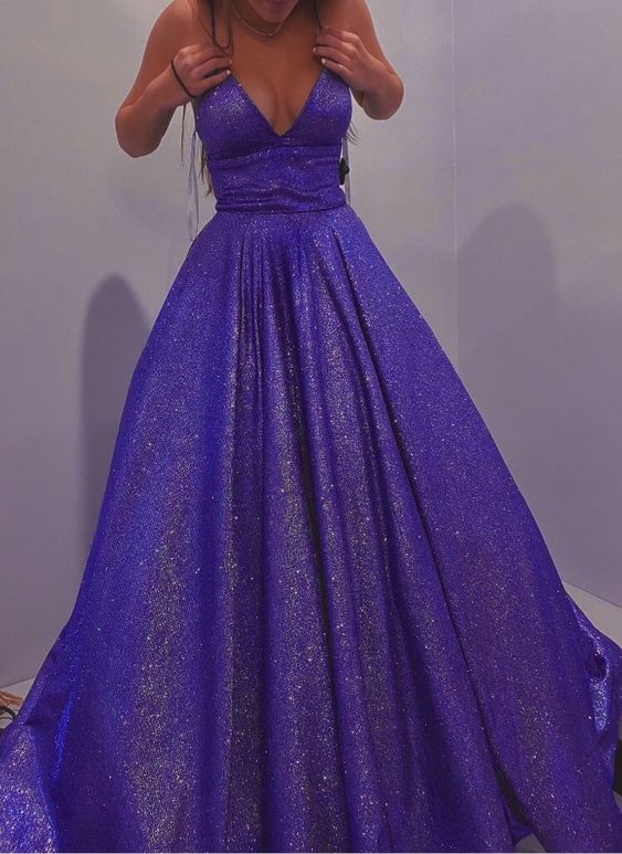 Purple Shinny Long Evening Dresses Formal Dress S3584