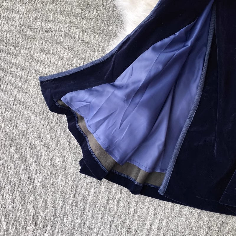 velvet suit dress, long ankle-length fashionable long jacket for women S4115
