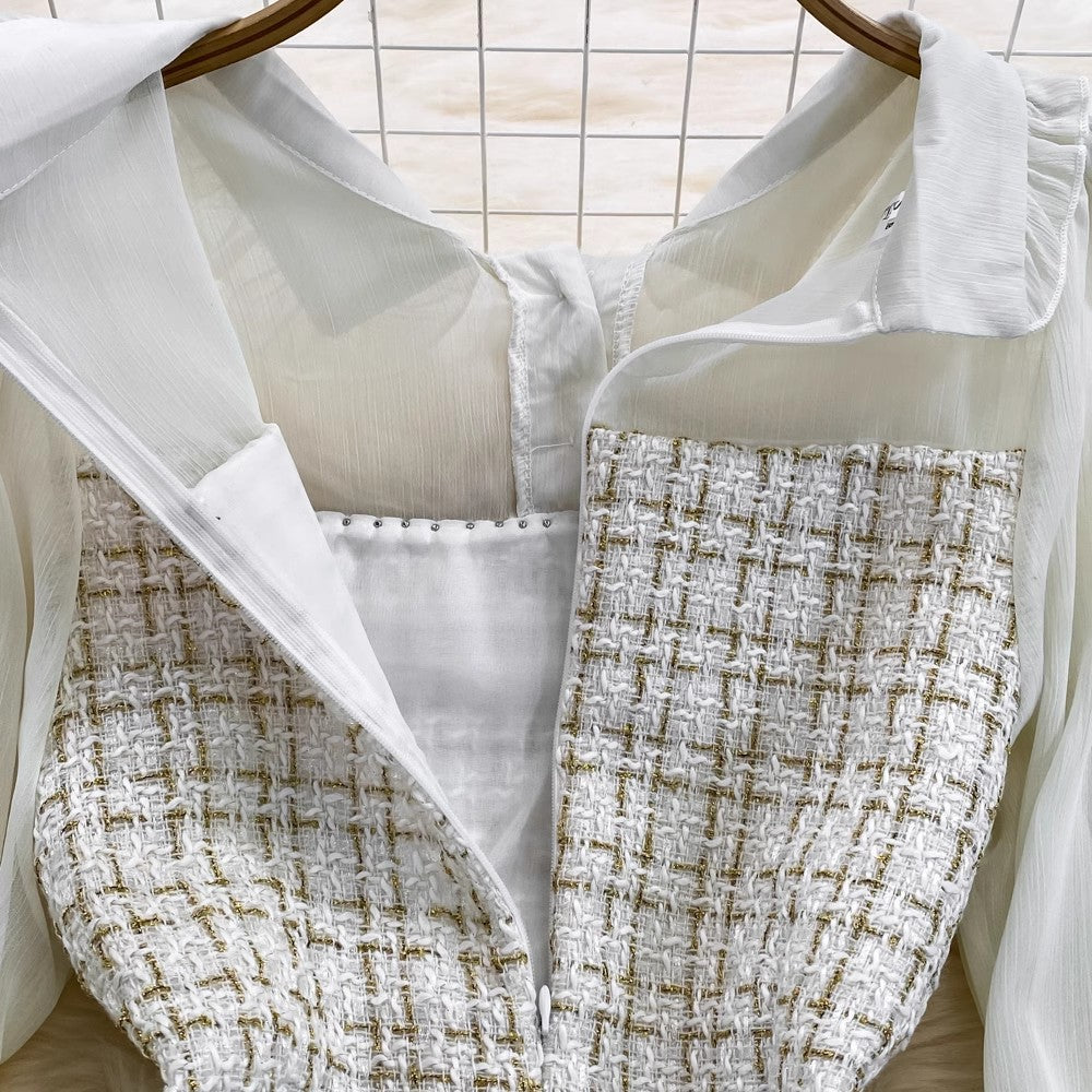 chiffon long-sleeved A-line dress for women S4031