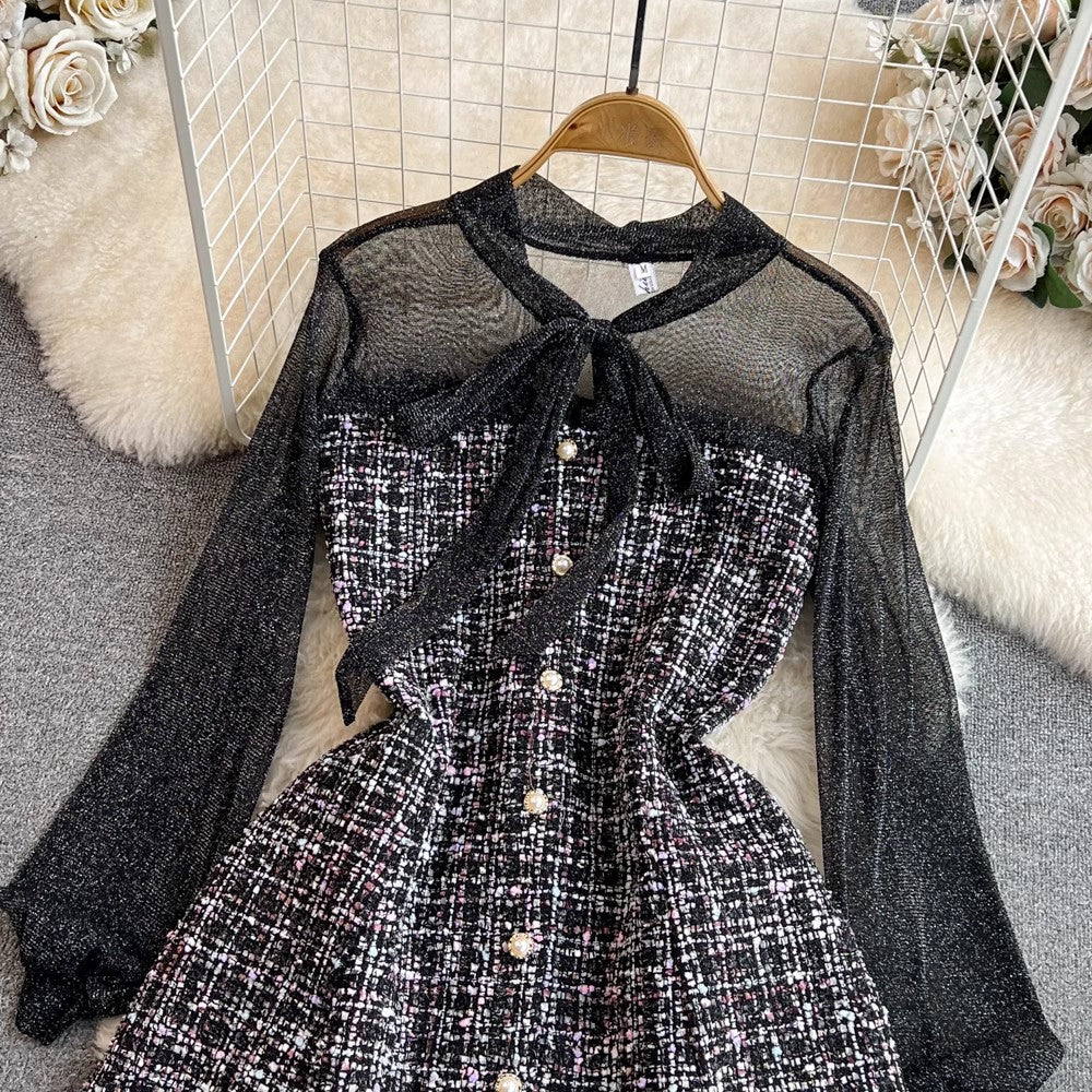 long-sleeved A-line dress S4200