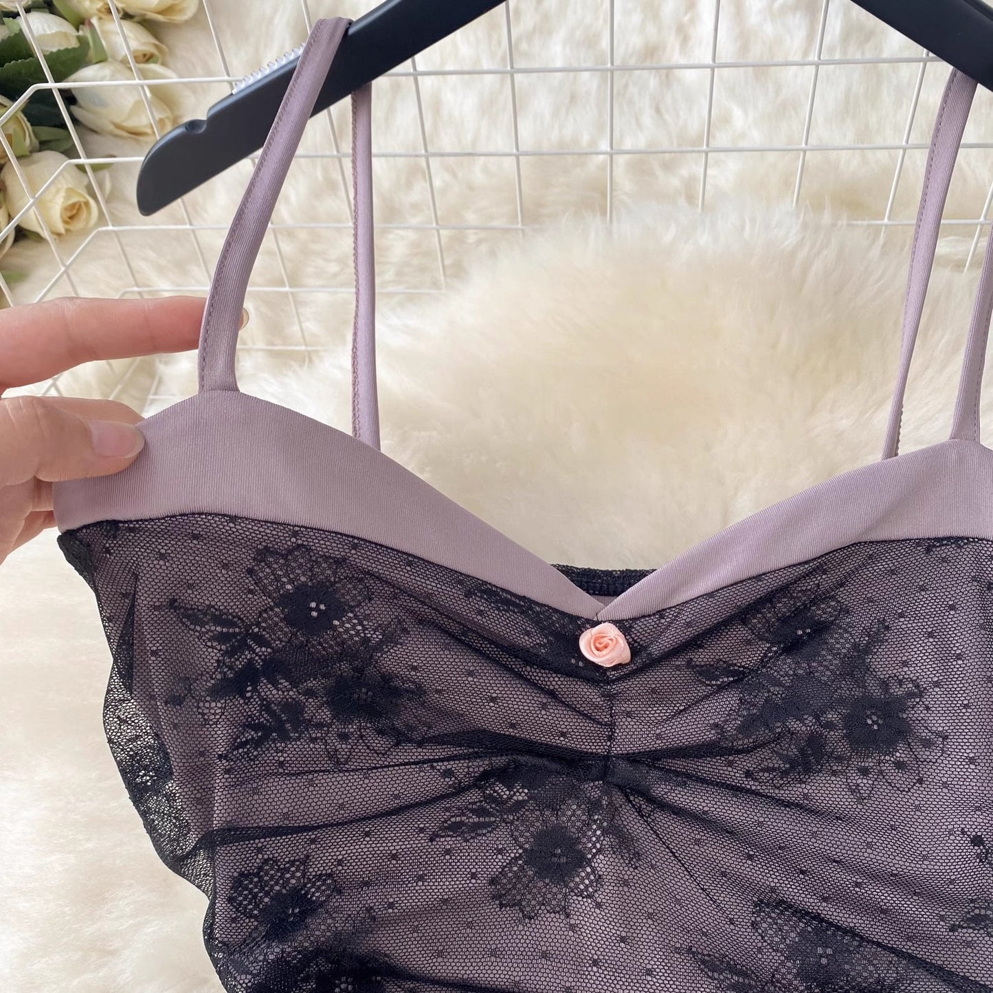 Sexy tube top lace suspender dress women's pleated hot girl skirt S4646