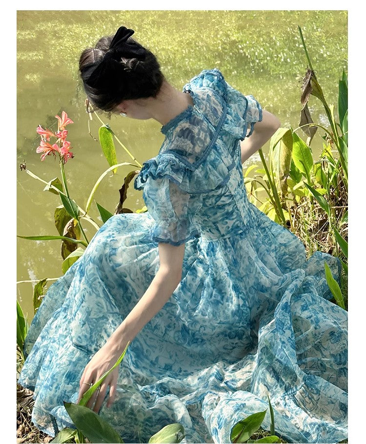 French design puff sleeve dress for women new style S3429