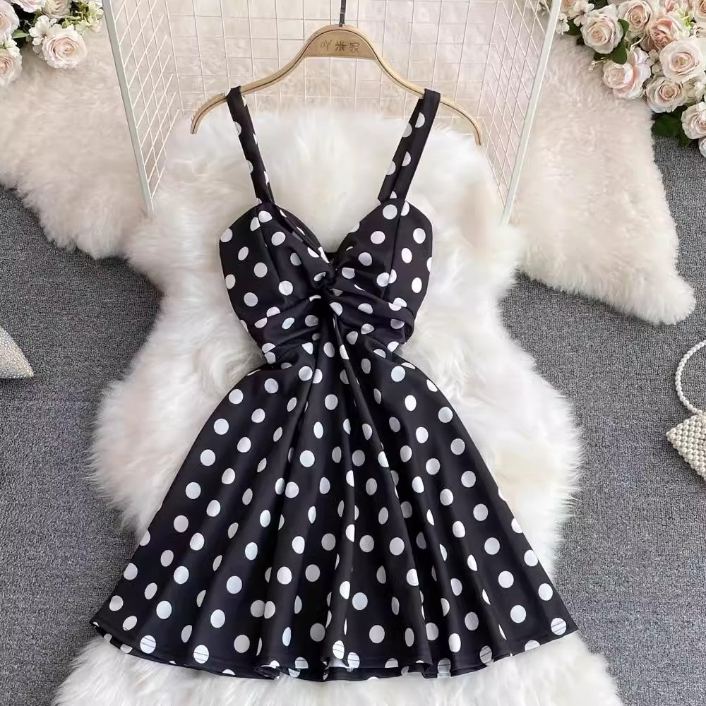 new styl suspender skirt fashionable V-neck sleeveless backless a-line dress S4282