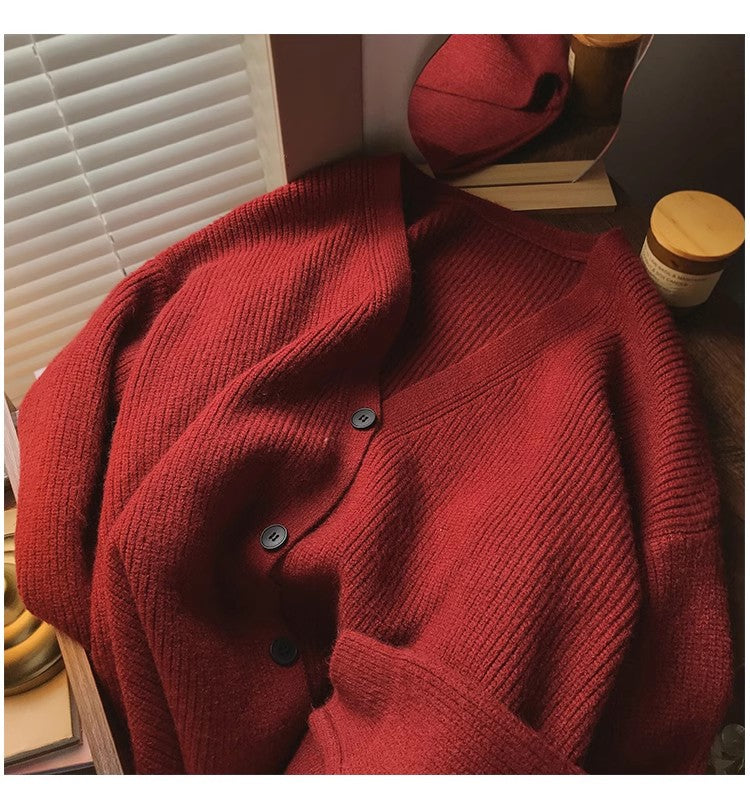 Solid color sweater for women long-sleeved sweater jacket S4821