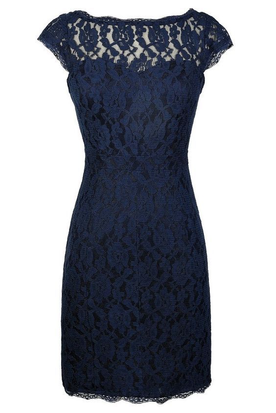 Short Navy Blue Lace Mother of the Bride Dresses S3033