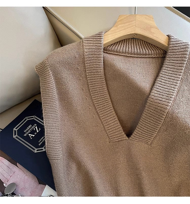 New V-neck knitted vest for women outer sleeveless vest top vest S5016