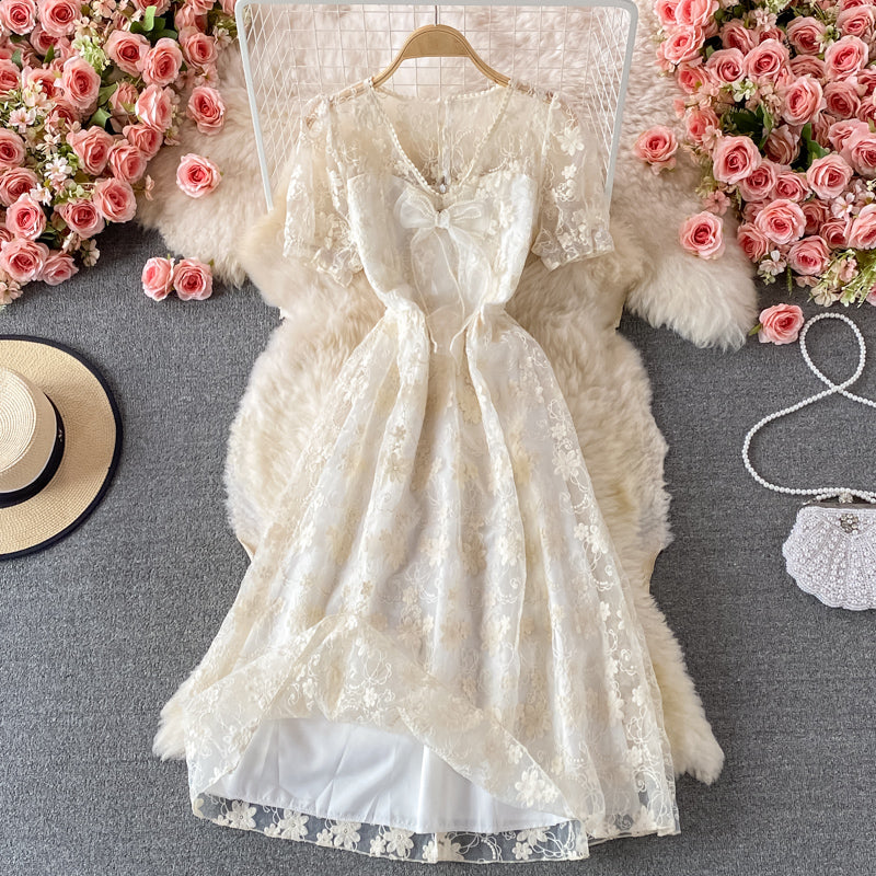 Cute Lace Short A Line Dress Fashion Dress S4483