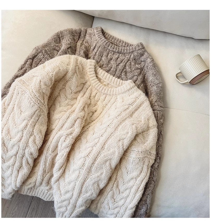 Round neck sweater for women soft knitted top trendy S4863