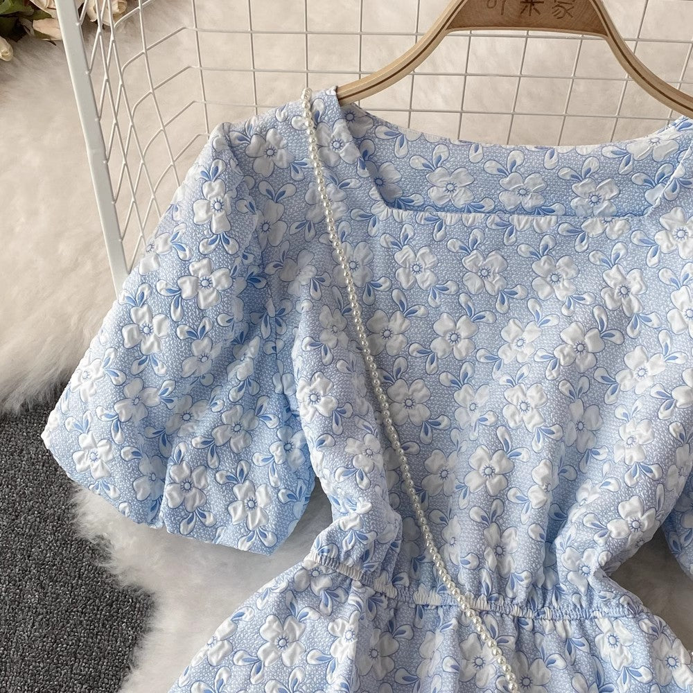 puff sleeve square neck dress short puffy princess dress S4423