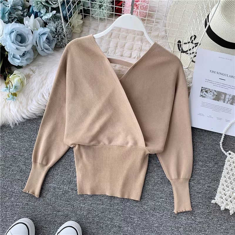 Sexy v-neck sweater women's top sweater shirt S4093