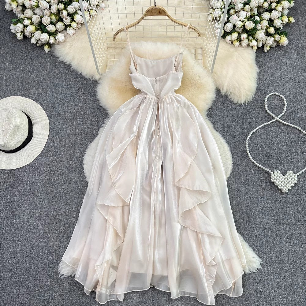 suspender skirt for women traveling sexy backless A-line ruffle dress S4274