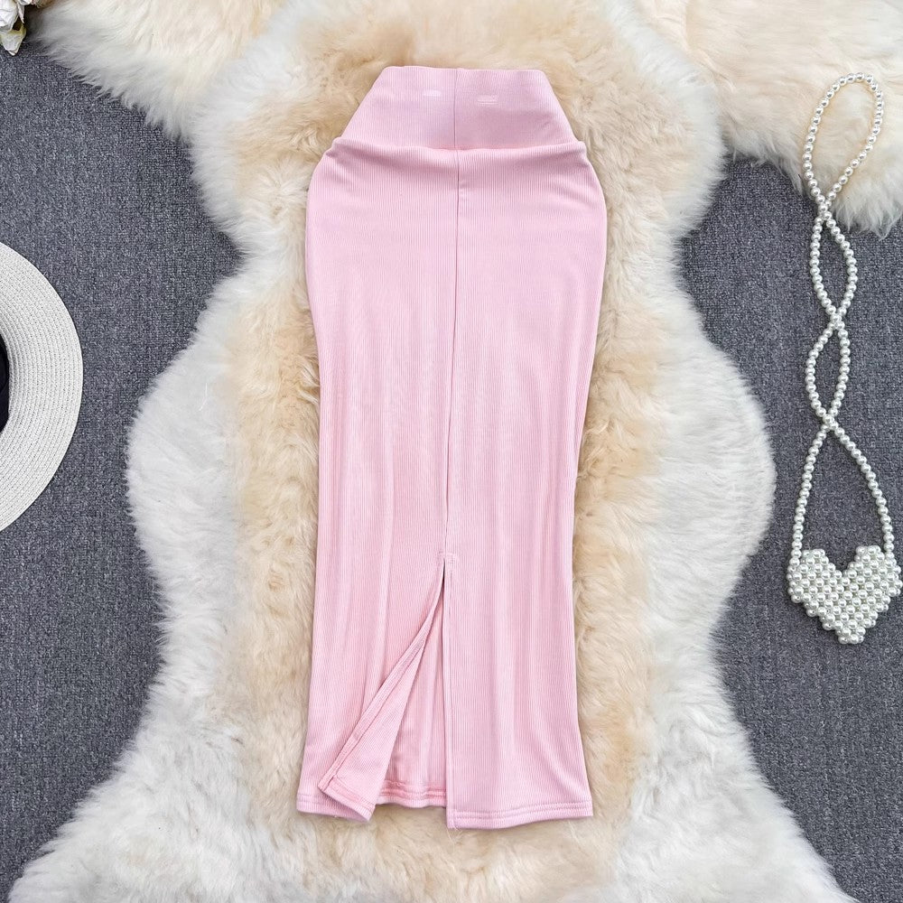 new mid-length slit skirt S4208