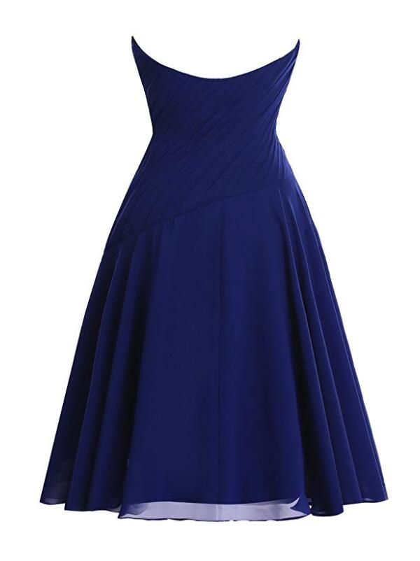 Blue Chiffon Short Bridesmaid Dresses, Knee Length Wedding Party Dress S2880