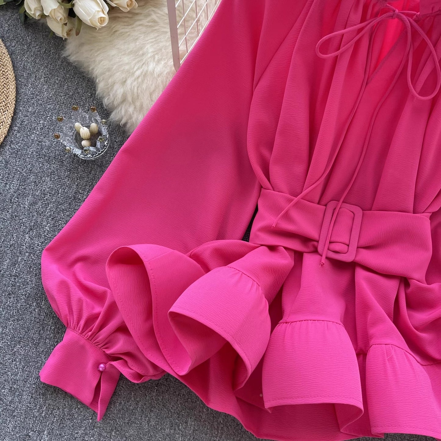 ruffle shirt for women chic long-sleeved top S4548