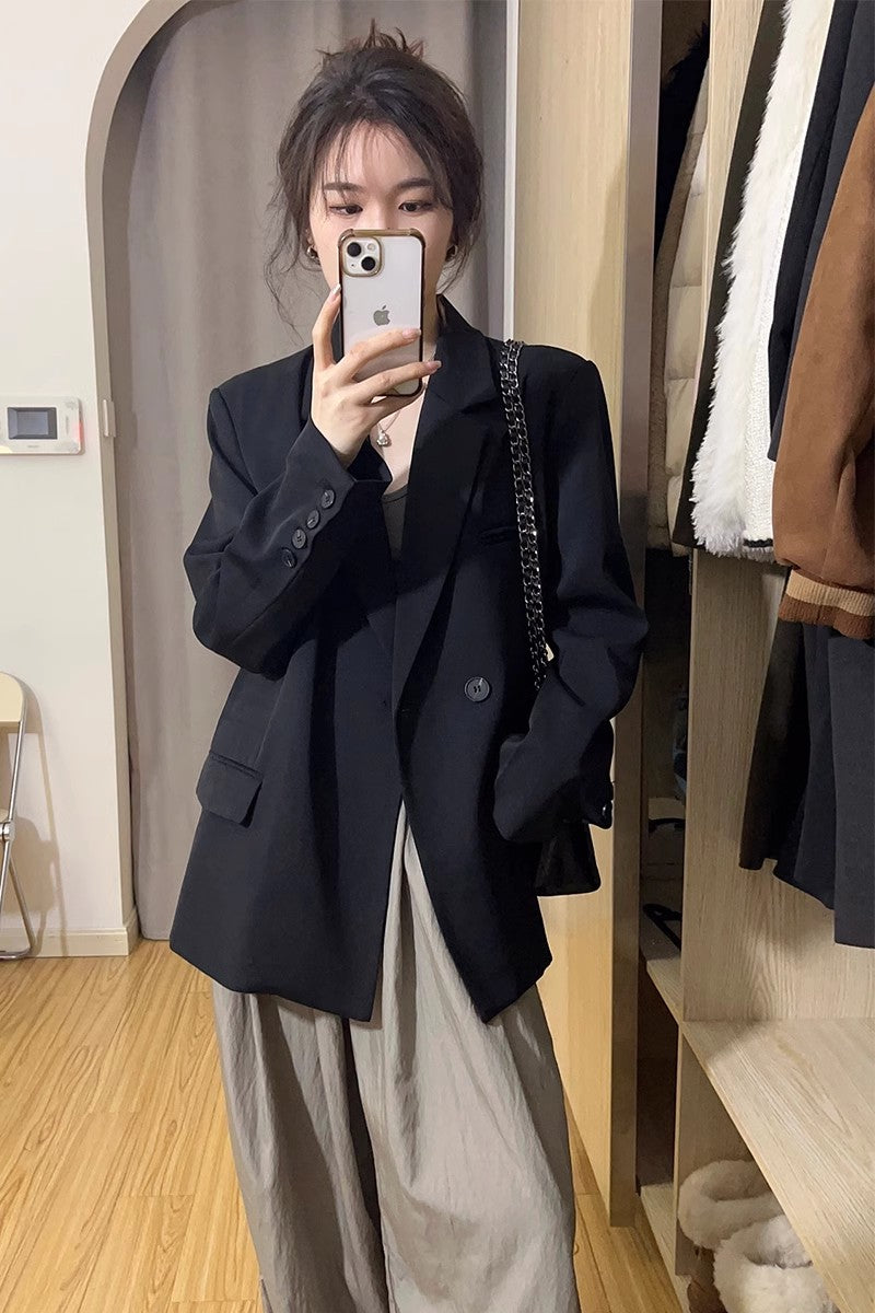 Black suit jacket for women oversize design S3475