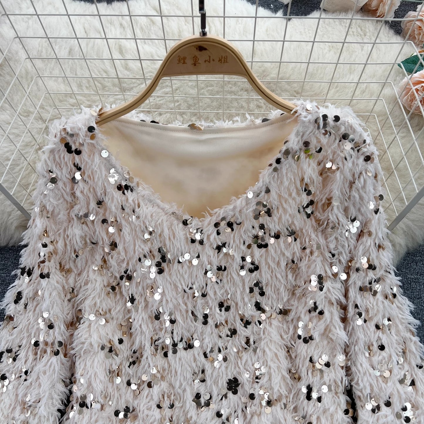 sequined loose fashionable top trend S4664