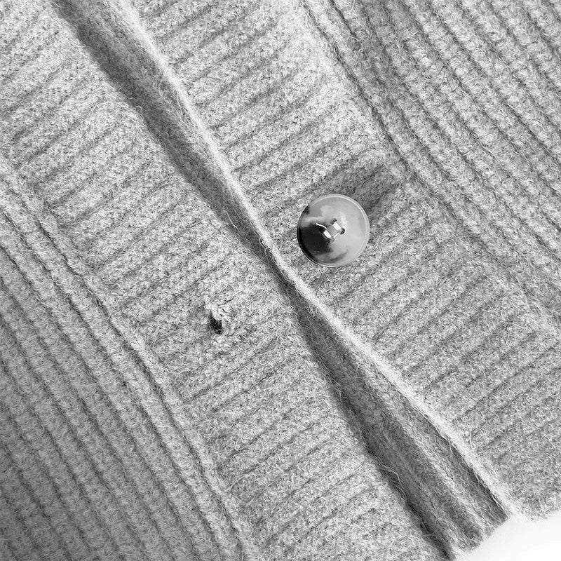 solid color one-button V-neck casual sweater jacket S4710