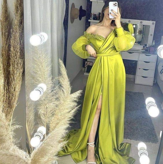 Elegant Formal Slit V Neck Evening Dress S2757