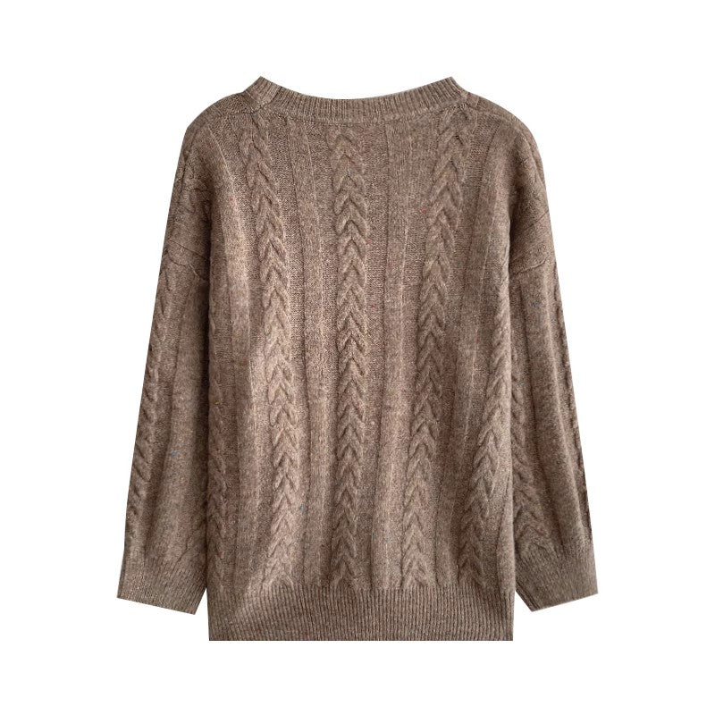 solid color round neck sweater soft knitted sweater top S4754