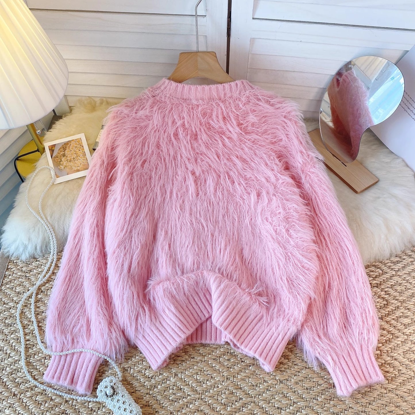 simple style round neck knitted sweater design top S4619women's