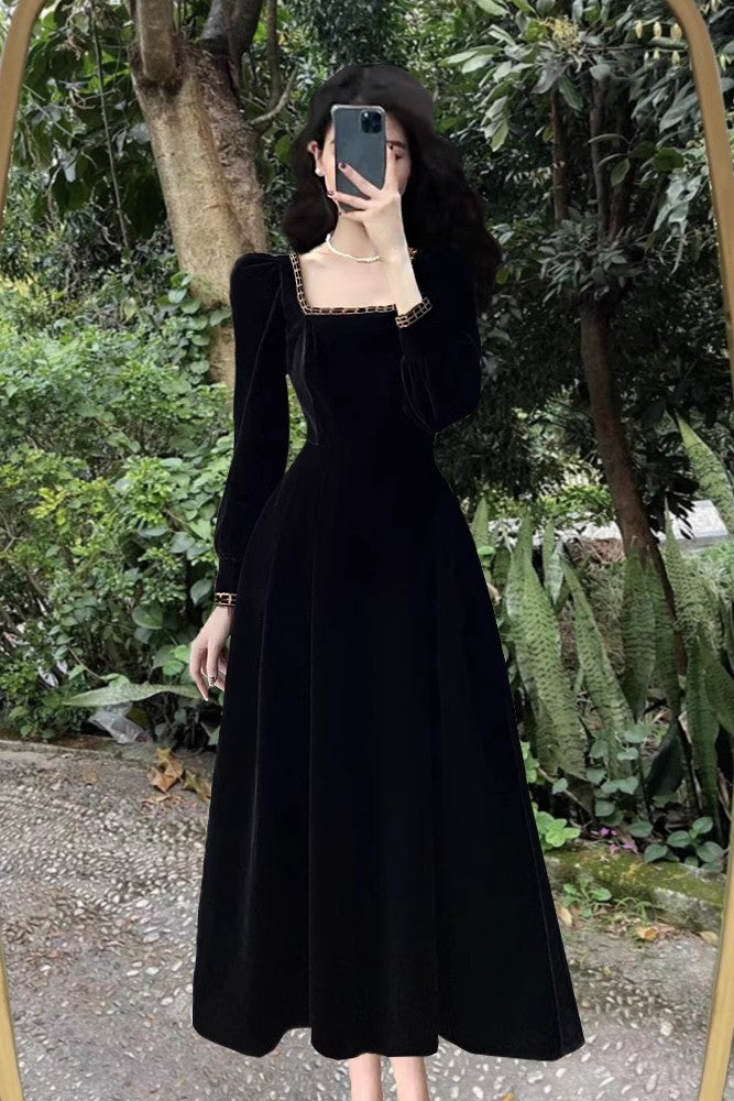 black dress for women new velvet long skirt S3456