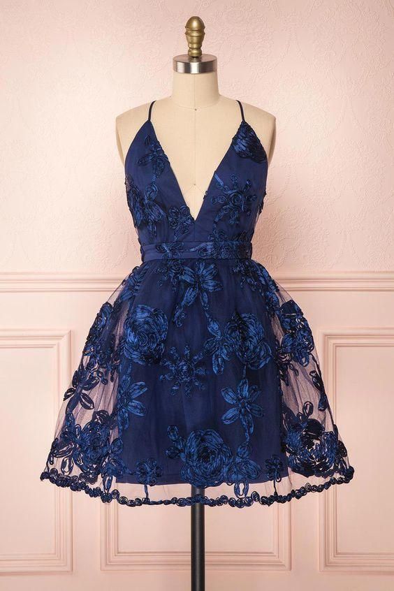 Navy Homecoming Dresses S2712