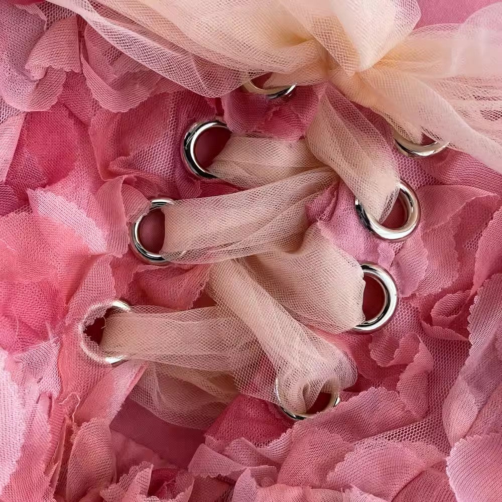 rose tube top suspender skirt A-line dress for women S4083