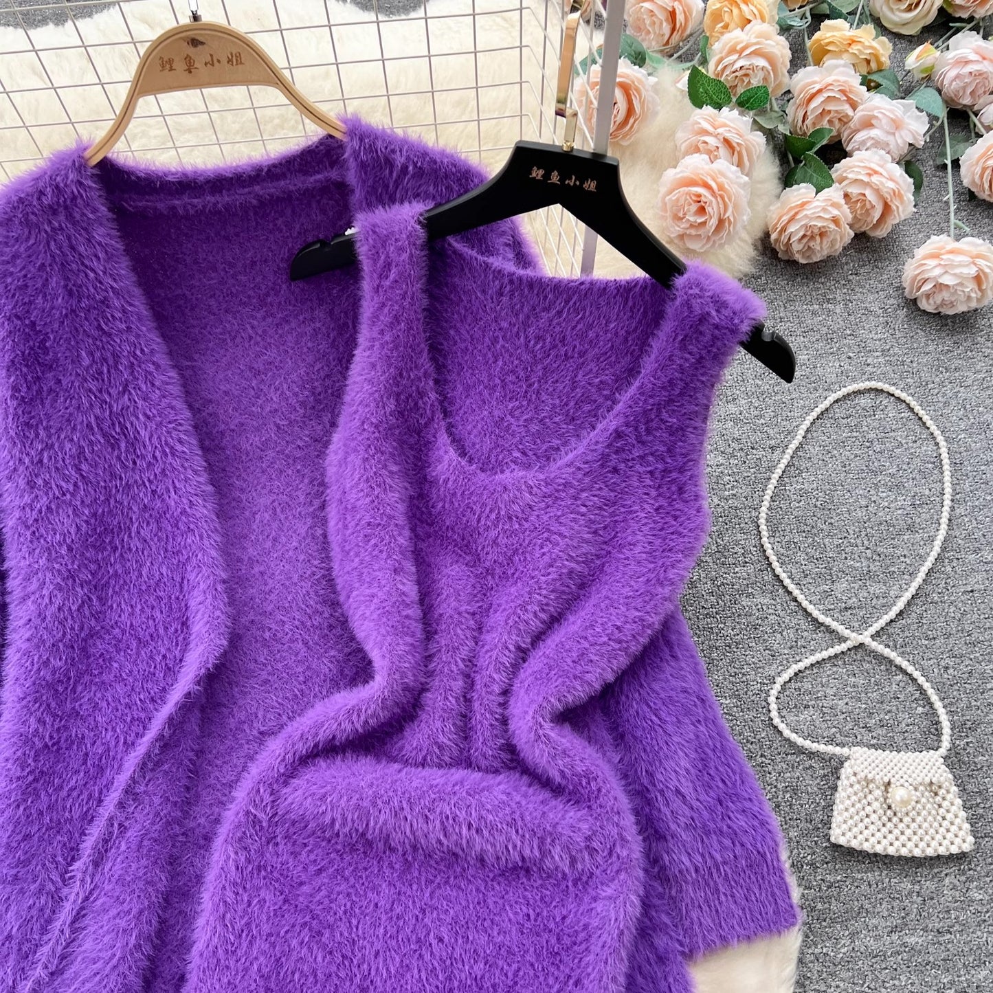 suit for women shawl jacket with suspender dress S4608