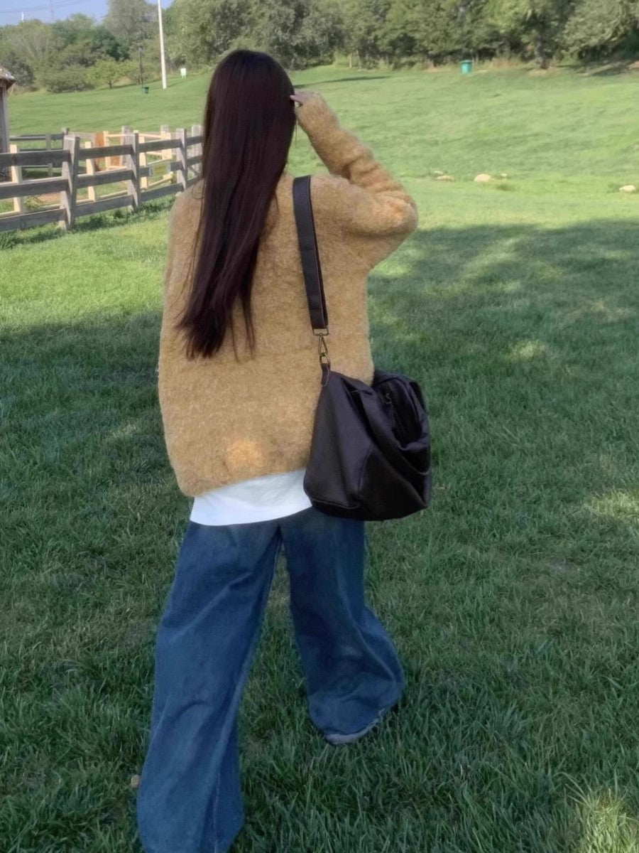 New sweater women's design knitted cardigan loose autumn and winter top jacket S3381