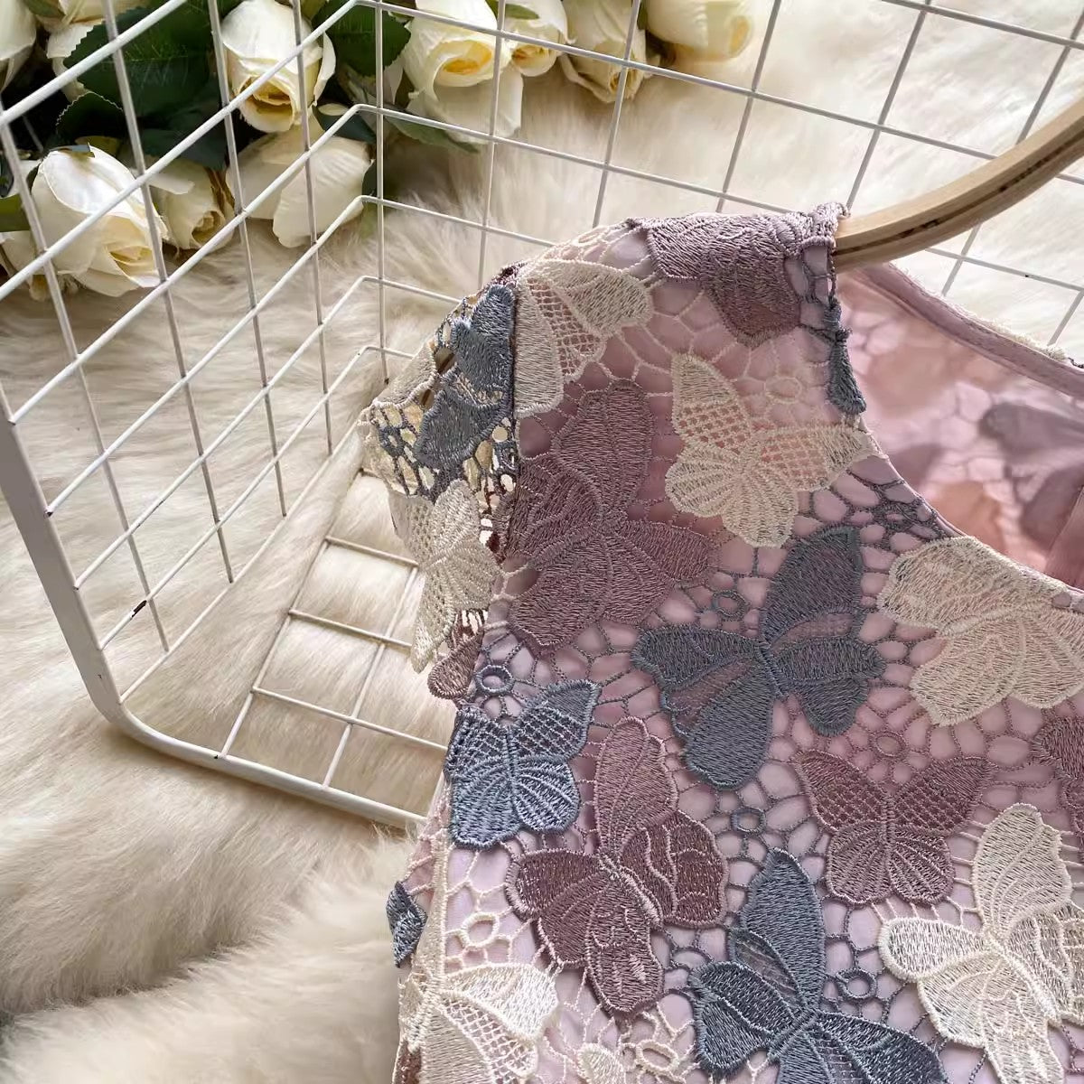 butterfly lace dress for women elegant skirt S4624