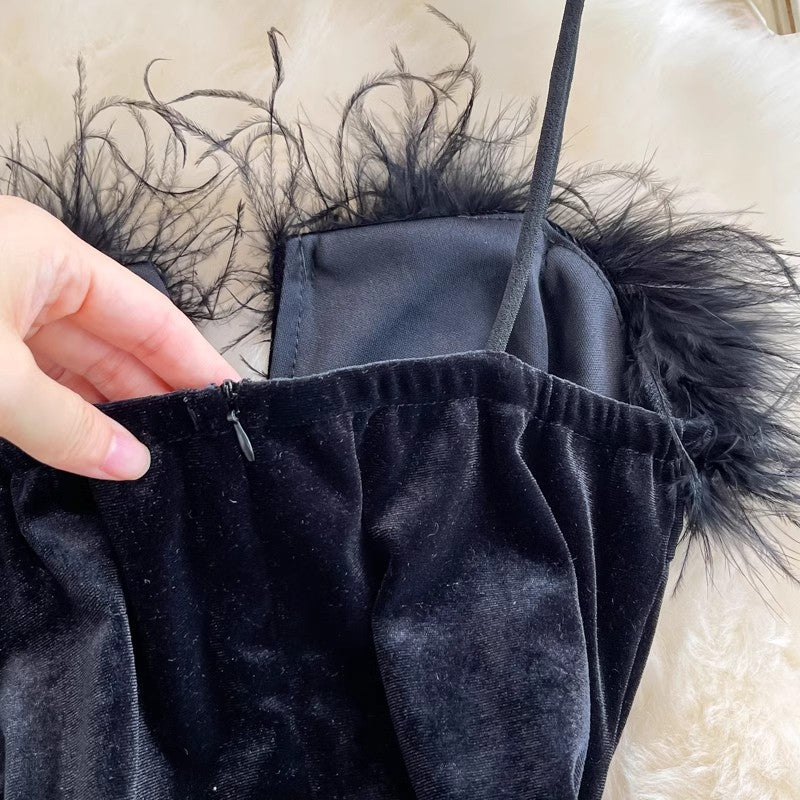 Fashionable Sexy Velvet Dress S4289