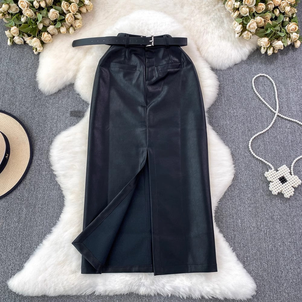 mid-length slit skirt      S4121