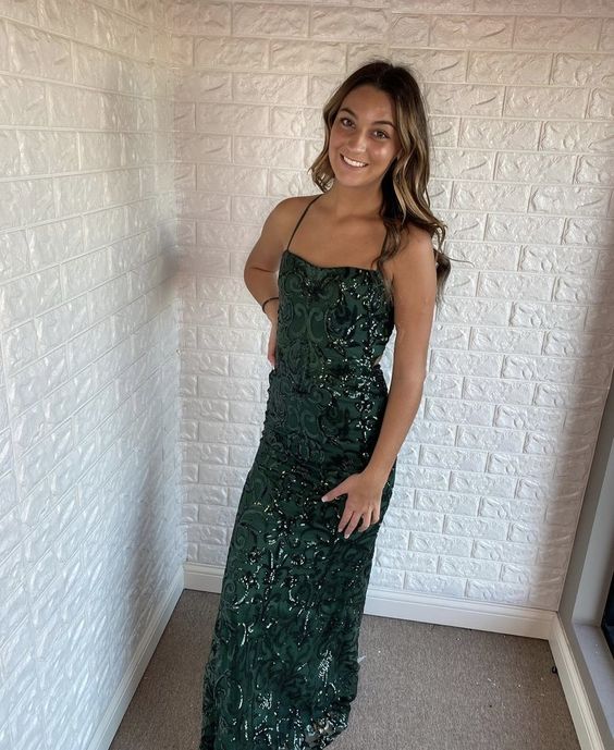 Sexy Sleeveless Sparkly Sequined Long Prom Dresses S3642
