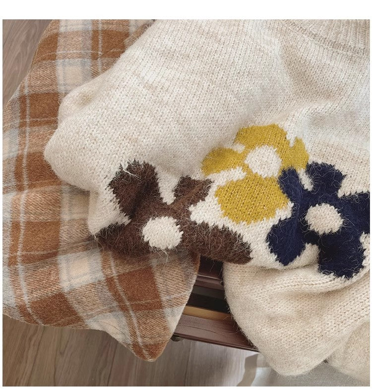 jacquard round neck sweater for women knitted top S4830