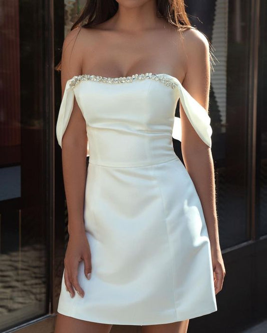 White Wedding Dress Homecoming Dresses    S2719