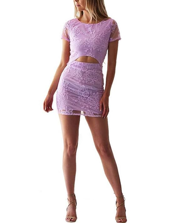 Womens Sexy Two Piece Dress - Lace Crop Top and Skirt Set Outfits Bodycon Mini Dress S3127
